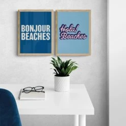 Bonjour Beaches (French Navy) Typography Art Print - Unframed 7 Bonjour Beaches (French Navy) Typography Art Print - Unframed -Beach House Art Bonjour Beaches French Navy Unframed Wall Art Beach House Art 1650731577