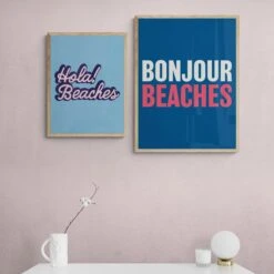 Bonjour Beaches (Tricolour) Typography Art Print - Unframed 4 Bonjour Beaches (Tricolour) Typography Art Print - Unframed -Beach House Art Bonjour Beaches Tricolour Unframed Wall Art Beach House Art 1650731633