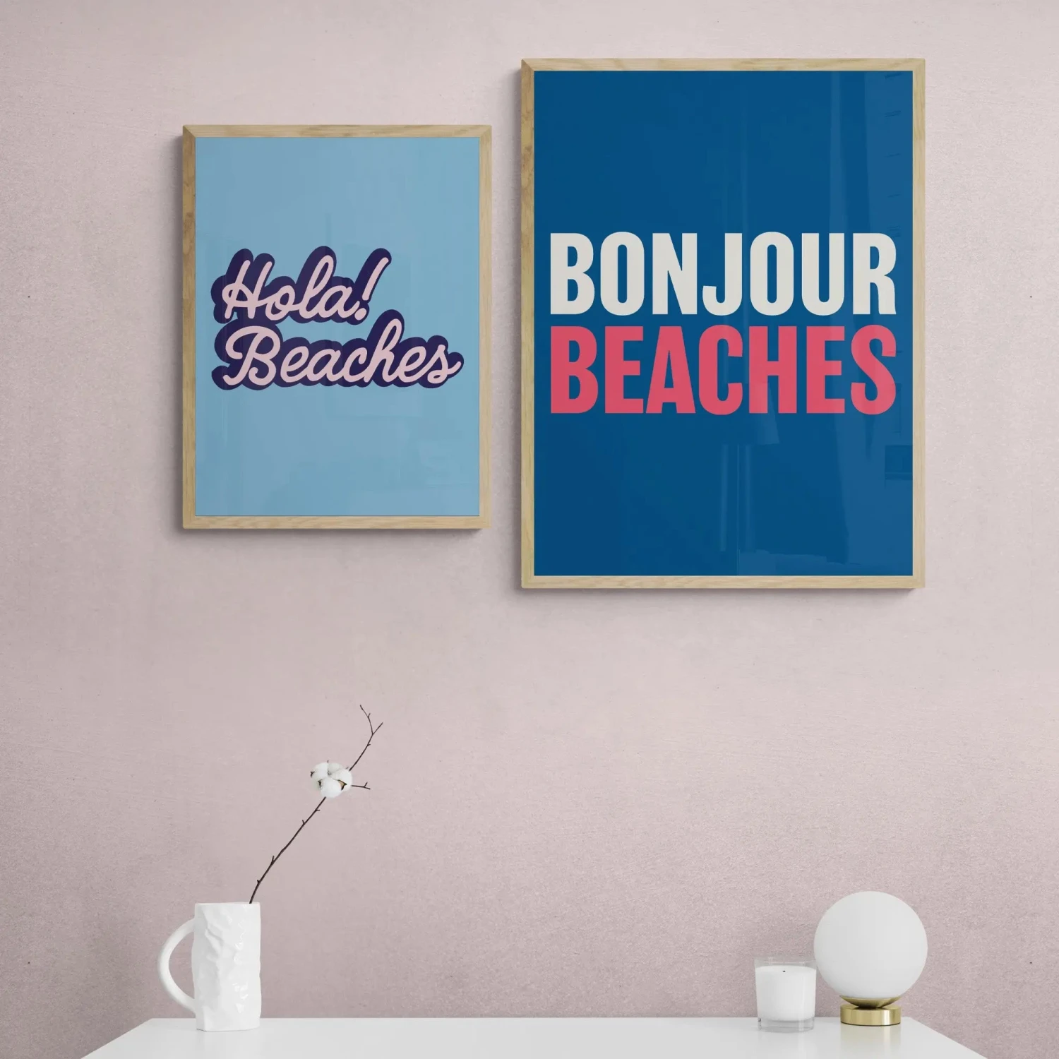 Bonjour Beaches (Tricolour) Typography Art Print - Unframed Bonjour Beaches (Tricolour) Typography Art Print - Unframed -Beach House Art Bonjour Beaches Tricolour Unframed Wall Art Beach House Art 1650731633