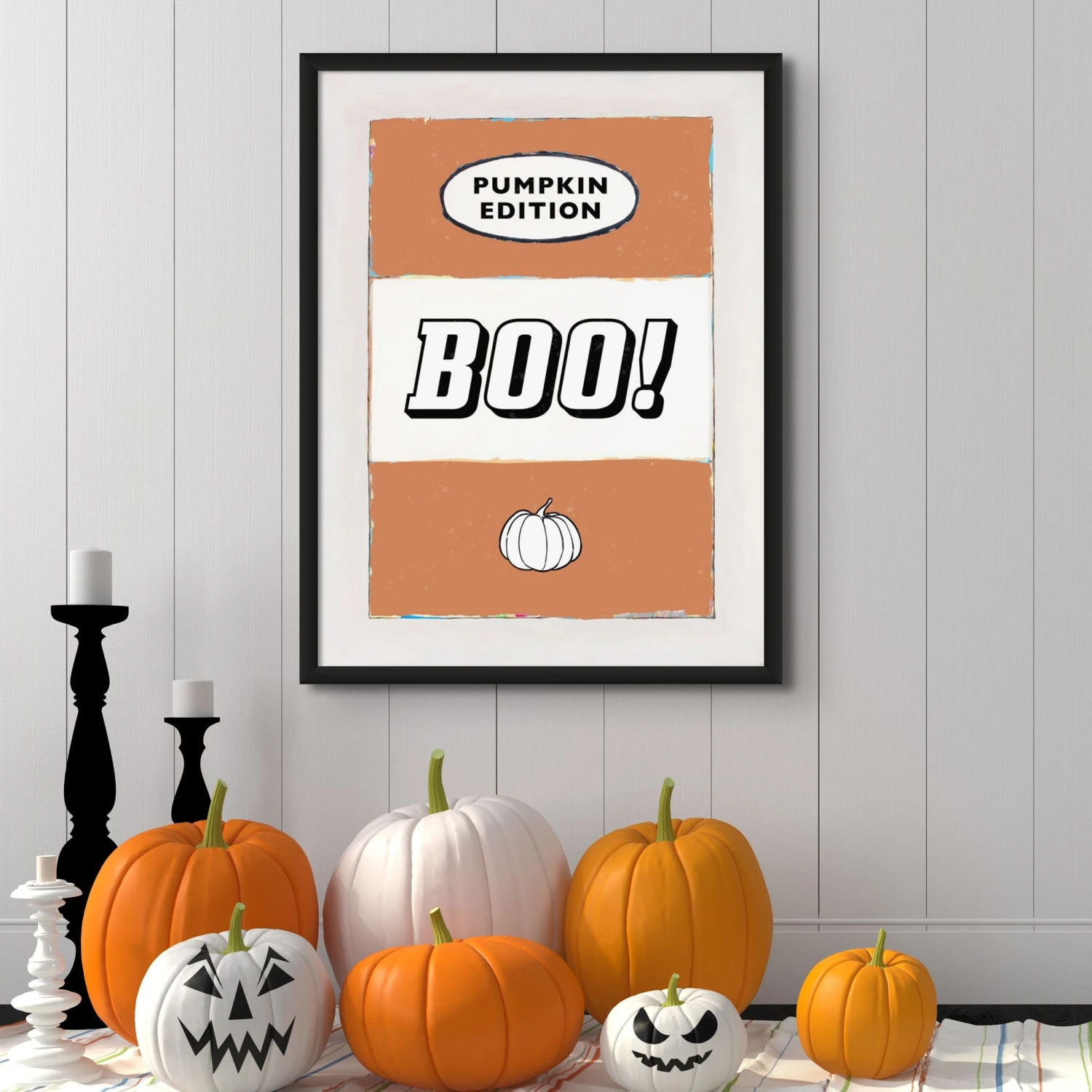 Boo! | Vintage Halloween Quote Print on Book Cover Print - Framed Boo! | Vintage Halloween Quote Print On Book Cover Print - Framed -Beach House Art Boo SQ