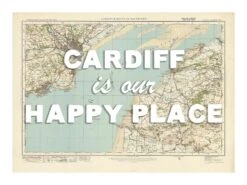 Personalised Vintage Map Print | Custom Location Poster | Favourite Place Art | White Font 19 Personalised Vintage Map Print | Custom Location Poster | Favourite Place Art | White Font -Beach House Art Cardiff wh low