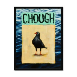 Chough (Sea-bird Print) Modern Coastal Art - Framed