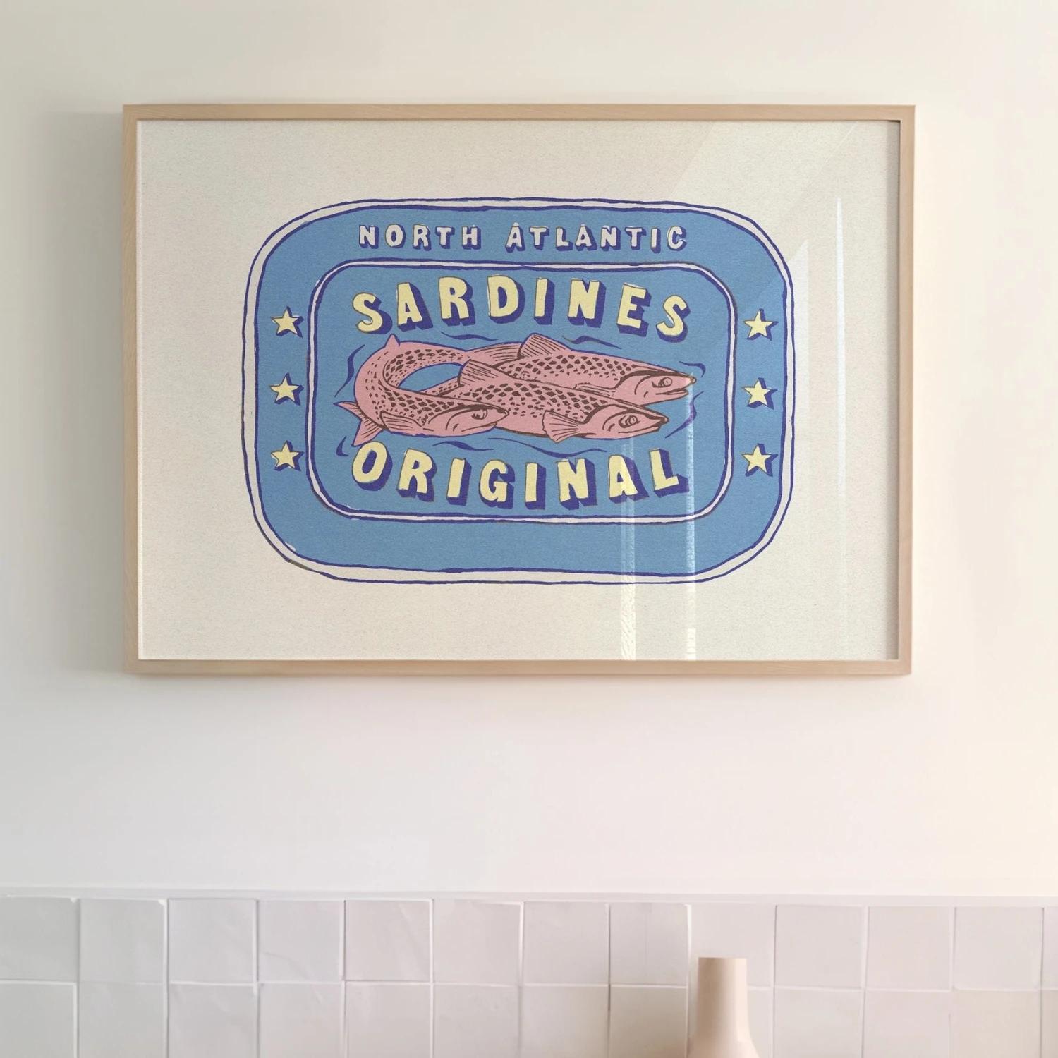 Sardine Painting | Cornish Blue Tin of Sardine Print | Colourful Kitchen Art - Unframed Sardine Painting | Cornish Blue Tin Of Sardine Print | Colourful Kitchen Art - Unframed -Beach House Art CornishBLue sq