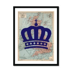 "The Crown" King's Coronation Special Edition (United Kingdom Map) Vintage Map Art - Framed