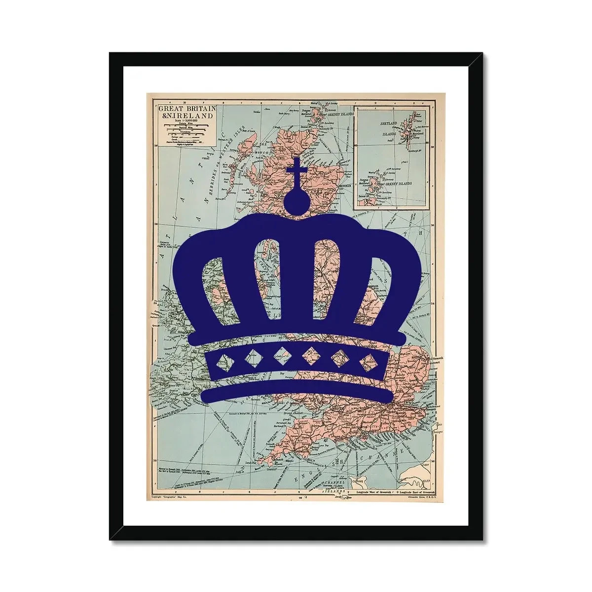 "The Crown" King's Coronation Special Edition (United Kingdom Map) Vintage Map Art - Framed "The Crown" King's Coronation Special Edition (United Kingdom Map) Vintage Map Art - Framed -Beach House Art Crown Framed Print Home Garden Decor Artwork Posters Prints Visual Artwork Beach House Art 1653997435