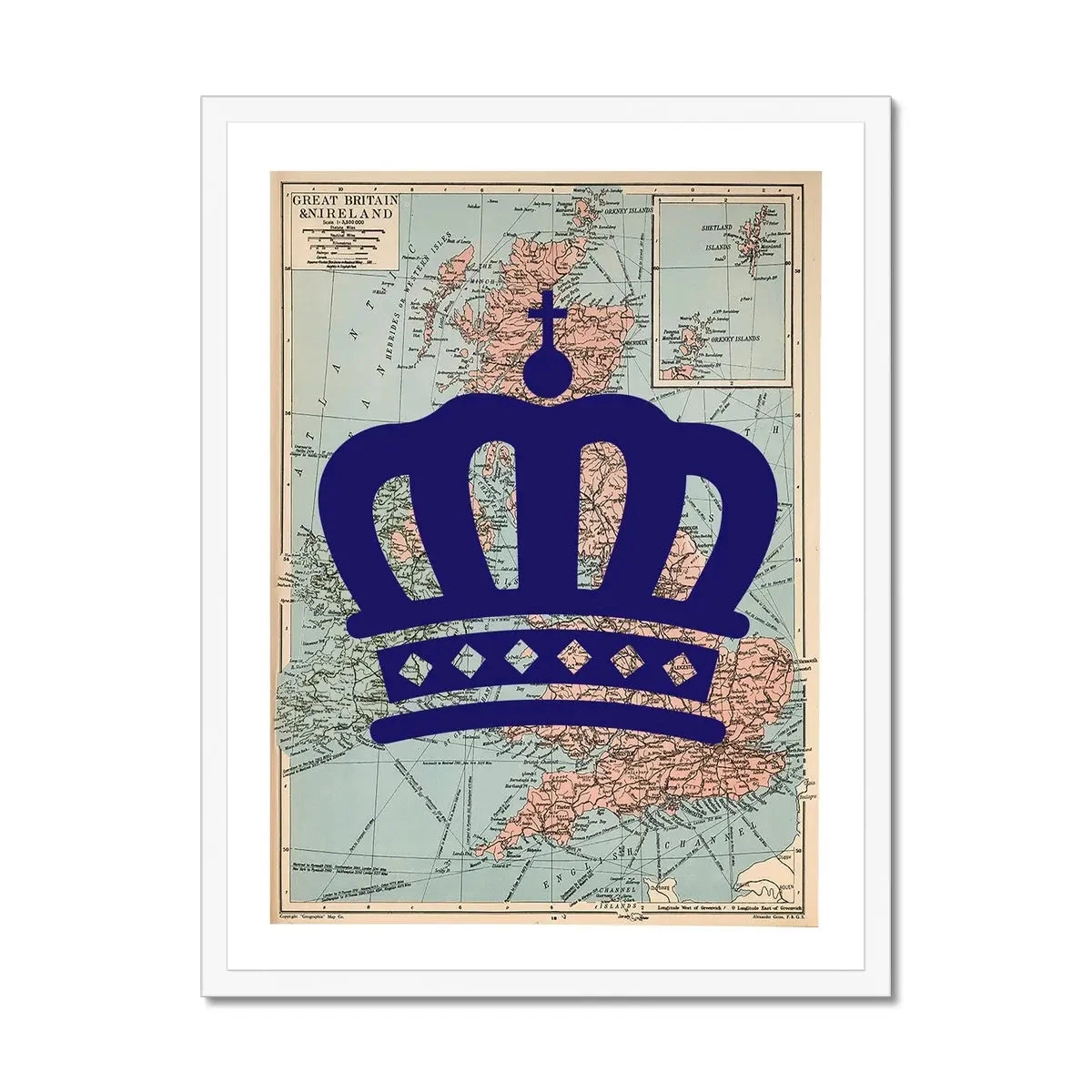 "The Crown" King's Coronation Special Edition (United Kingdom Map) Vintage Map Art - Framed "The Crown" King's Coronation Special Edition (United Kingdom Map) Vintage Map Art - Framed -Beach House Art Crown Framed Print Home Garden Decor Artwork Posters Prints Visual Artwork Beach House Art 1653997438
