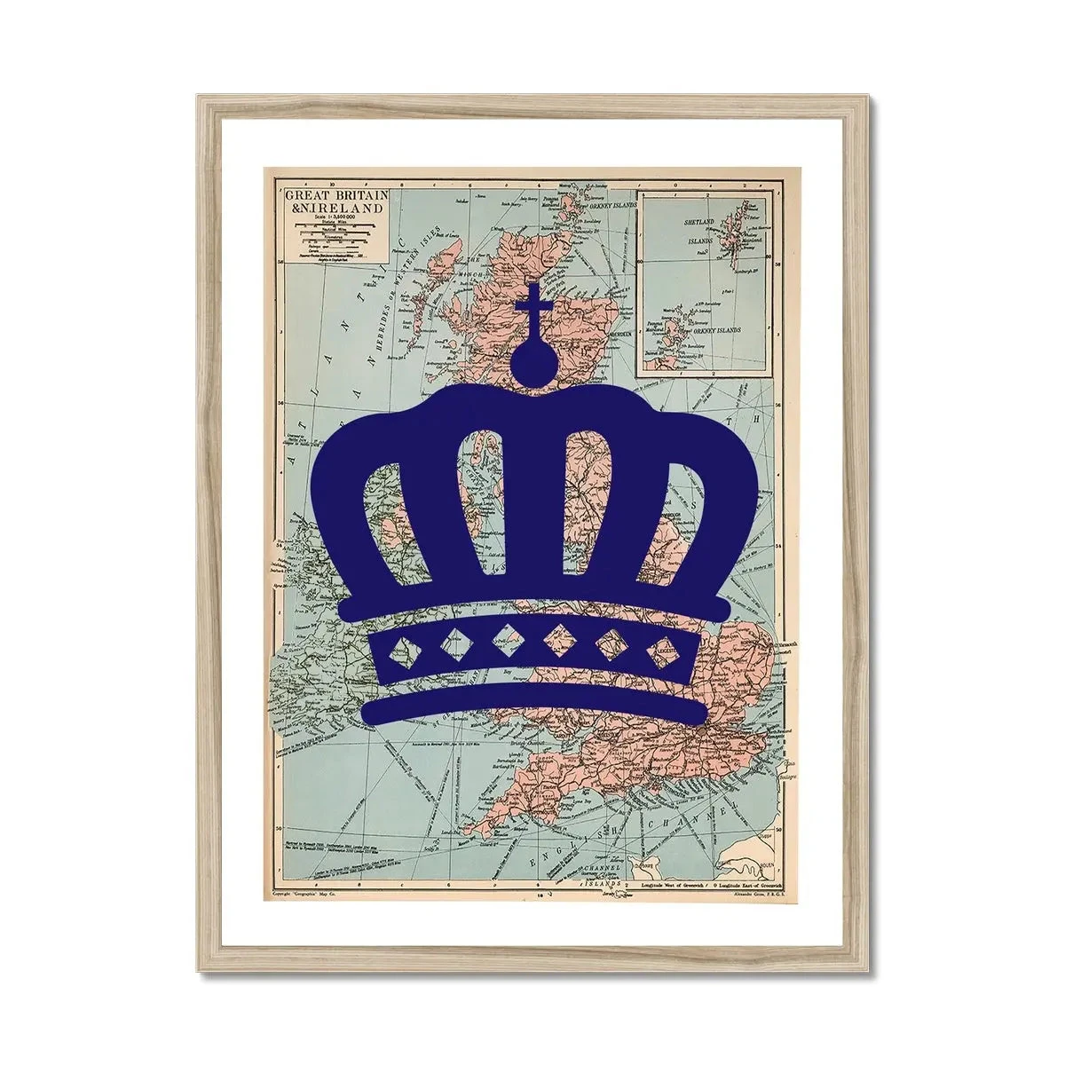 "The Crown" King's Coronation Special Edition (United Kingdom Map) Vintage Map Art - Framed "The Crown" King's Coronation Special Edition (United Kingdom Map) Vintage Map Art - Framed -Beach House Art Crown Framed Print Home Garden Decor Artwork Posters Prints Visual Artwork Beach House Art 1653997441