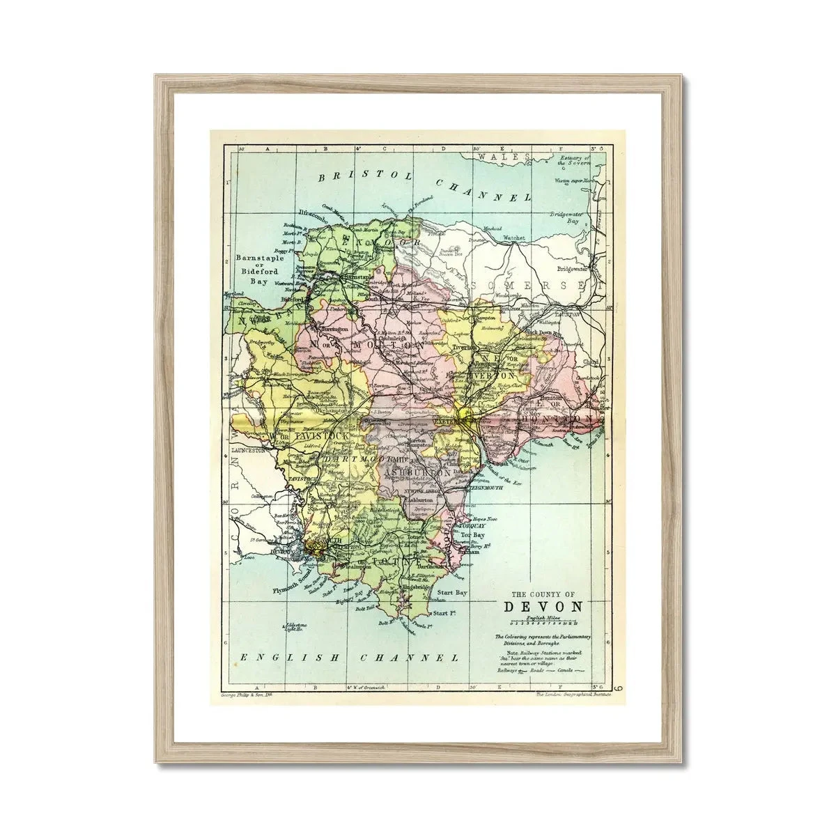 Devon Vintage Map Print - Framed Devon Map Print - Framed Devon Vintage Map Print - Framed Devon Map Print - Framed -Beach House Art Devon Vintage Map Devon Map Framed Print Fine art Beach House Art 1658599264