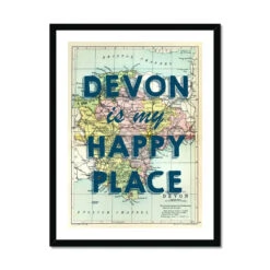 Devon Is My Happy Place (Devon Map) Vintage Map Art - Framed -Beach House Art Devon is my Happy Place Devon Map Framed Wall Art Beach House Art 1650967151