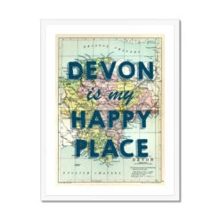 Devon Is My Happy Place (Devon Map) Vintage Map Art - Framed -Beach House Art Devon is my Happy Place Devon Map Framed Wall Art Beach House Art 1650967154
