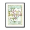 Devon Is Our Happy Place Quote On Vintage Devon Map Print - Framed -Beach House Art Devon is our Happy Place Devon Map Vintage Map Art Framed Print Fine art Beach House Art 1659371514