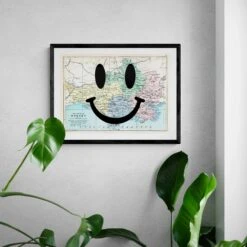 Beach House Art -Beach House Art Dorset Makes Me Happy Dorset Map Vintage Map Art Framed Posters Prints Visual Artwork Beach House Art 1652967964