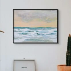 Dusk On Sea Print | Beach Painting - Unframed -Beach House Art DuskSea