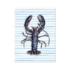 Lobster Painting On Stripe Background | Kitchen Wall Art | Lobster Print - Unframed