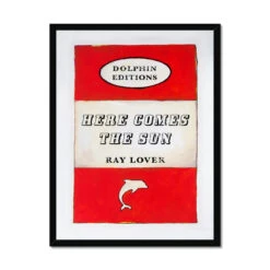 Here Comes The Sun Quote On Vintage Style Book Print - Framed
