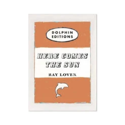 Here Comes The Sun Quote Print On Vintage Style Book Cover In Orange - Unframed