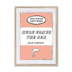 Here Comes The Sun Quote Print On Vintage Style Book Cover In Peach - Framed