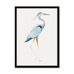 Heron Walking Print | Vintage Bird Art - Framed