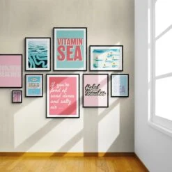 Hola Beaches (Blush Pink) Typography Art Print - Unframed -Beach House Art Hola Beached Blush Pink Fine Art Print Fine art Beach House Art 1650820898