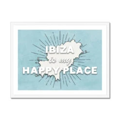 Framed Map Of Ibiza | Ibiza Is My Happy Place Quote On Ibiza Map - Framed -Beach House Art Ibiza is my Happy Place Contemporary Blue Print Ibiza Map Print Framed Print Fine art Beach House Art 1670325381