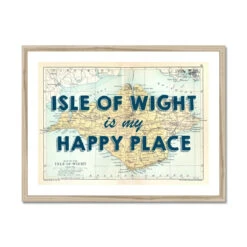 Isle Of Wight Is My Happy Place (Isle Of Wight Map) Vintage Map Art - Framed
