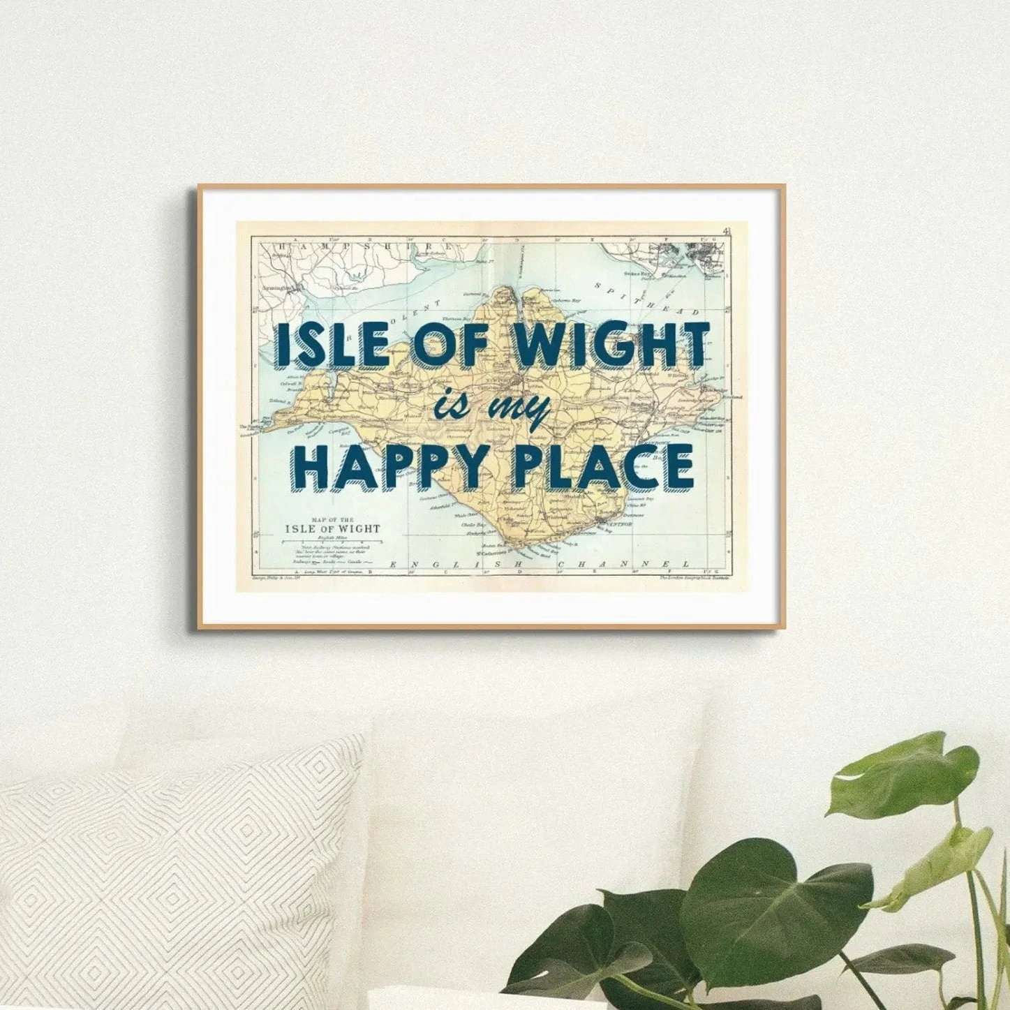 Isle Of Wight Is My Happy Place (Isle Of Wight Map) Vintage Map Art - Framed -Beach House Art Isle of Wight is my Happy Place Isle of Wight Map Vintage Map Art Framed Posters Prints Visual Artwork Beach House Art 1653040482