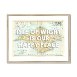 Isle Of Wight Is Our Happy Place Quote On Vintage Isle Of Wight Map Print - Framed -Beach House Art Isle of Wight is our Happy Place IOW Map Vintage Map Art Framed Home Garden Decor Artwork Posters Prints Visual Artwork Beach House Art 1671451929