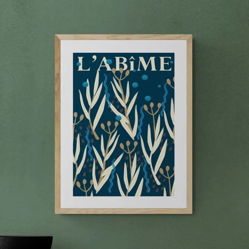 L'Abime: Abstract Ocean Depths Print | Graphic Wall Art | Coastal-Inspired Decor - Framed L'Abime: Abstract Ocean Depths Print | Graphic Wall Art | Coastal-Inspired Decor - Framed -Beach House Art L Abime Framed Print Wall Art Beach House Art 1650734897