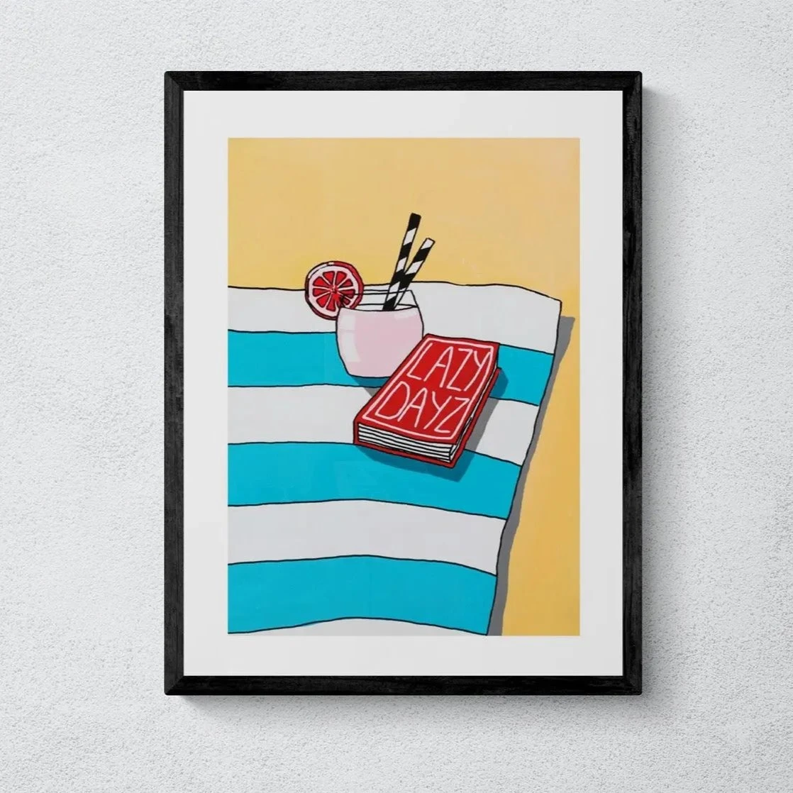 Lazy Dayz: Colourful Coastal Art - Unframed Lazy Dayz: Colourful Coastal Art - Unframed -Beach House Art Lazy Dayz Unframed Print Wall Art Beach House Art 1650736014