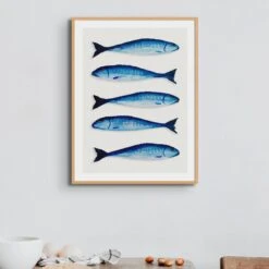 Mackerel Painting | Kitchen Wall Art Print - Unframed -Beach House Art Mackerelpaper a206750b 5234 421a 9536 a36a7dd969d9