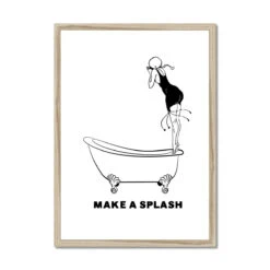 Make A Splash (White) Bathroom Word Art Print - Framed