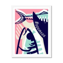 Maquereau | Abstract Octopus Print | Modern Kitchen Wall Art | Coastal-Inspired Decor - Framed -Beach House Art Maquereau Framed Print Wall Art Beach House Art 1650733560