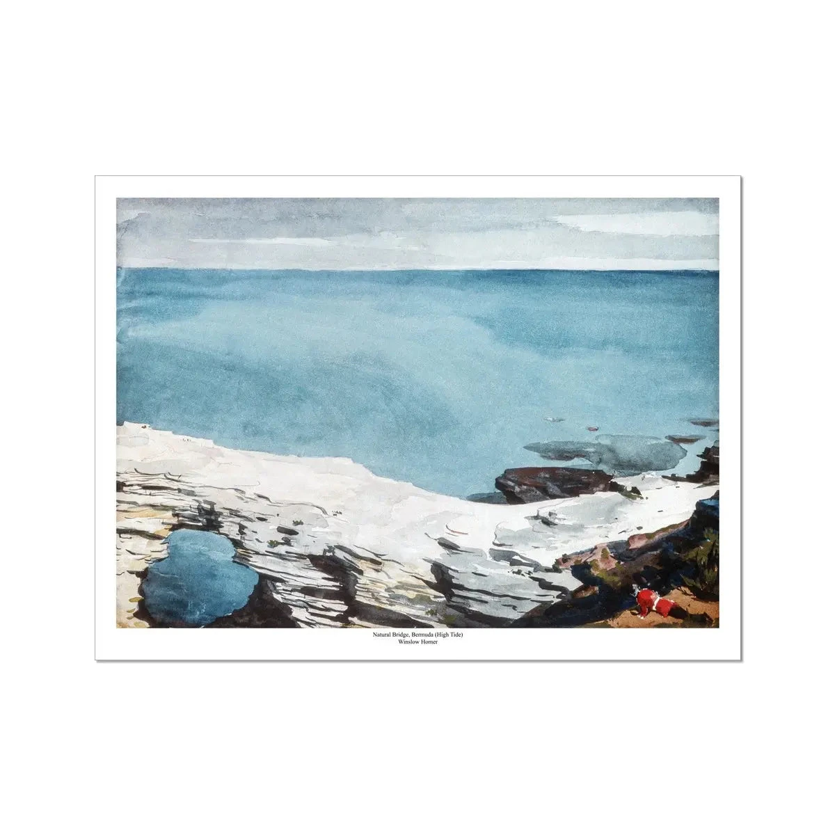 Natural Bridge, Bermuda | Vintage Beach Painting - Unframed Natural Bridge, Bermuda | Vintage Beach Painting - Unframed -Beach House Art Natural Bridge Bermuda High Tide by Homer Unframed Print Wall Art Beach House Art 1650733409
