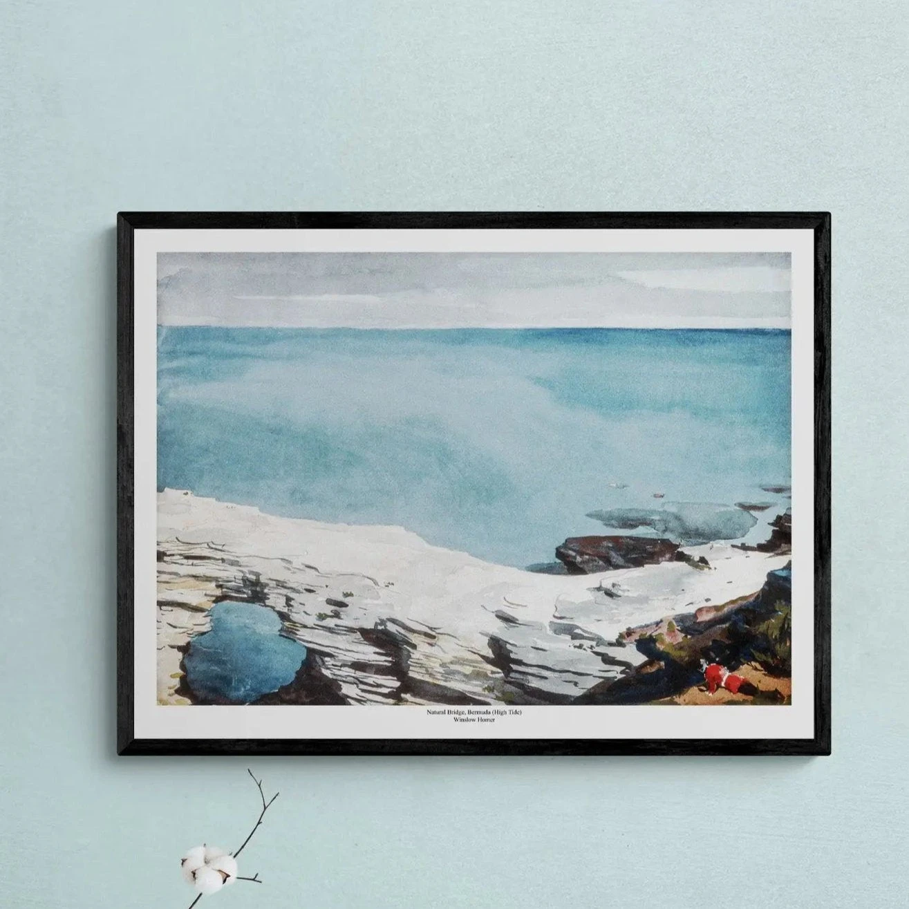 Natural Bridge, Bermuda | Vintage Beach Painting - Unframed Natural Bridge, Bermuda | Vintage Beach Painting - Unframed -Beach House Art Natural Bridge Bermuda High Tide by Homer Unframed Print Wall Art Beach House Art 1650733412