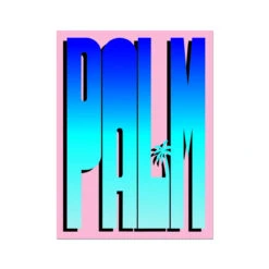 Neon Blue Palm: Typography Art - Unframed