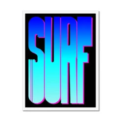 Neon Blue Surf: Word Art - Framed