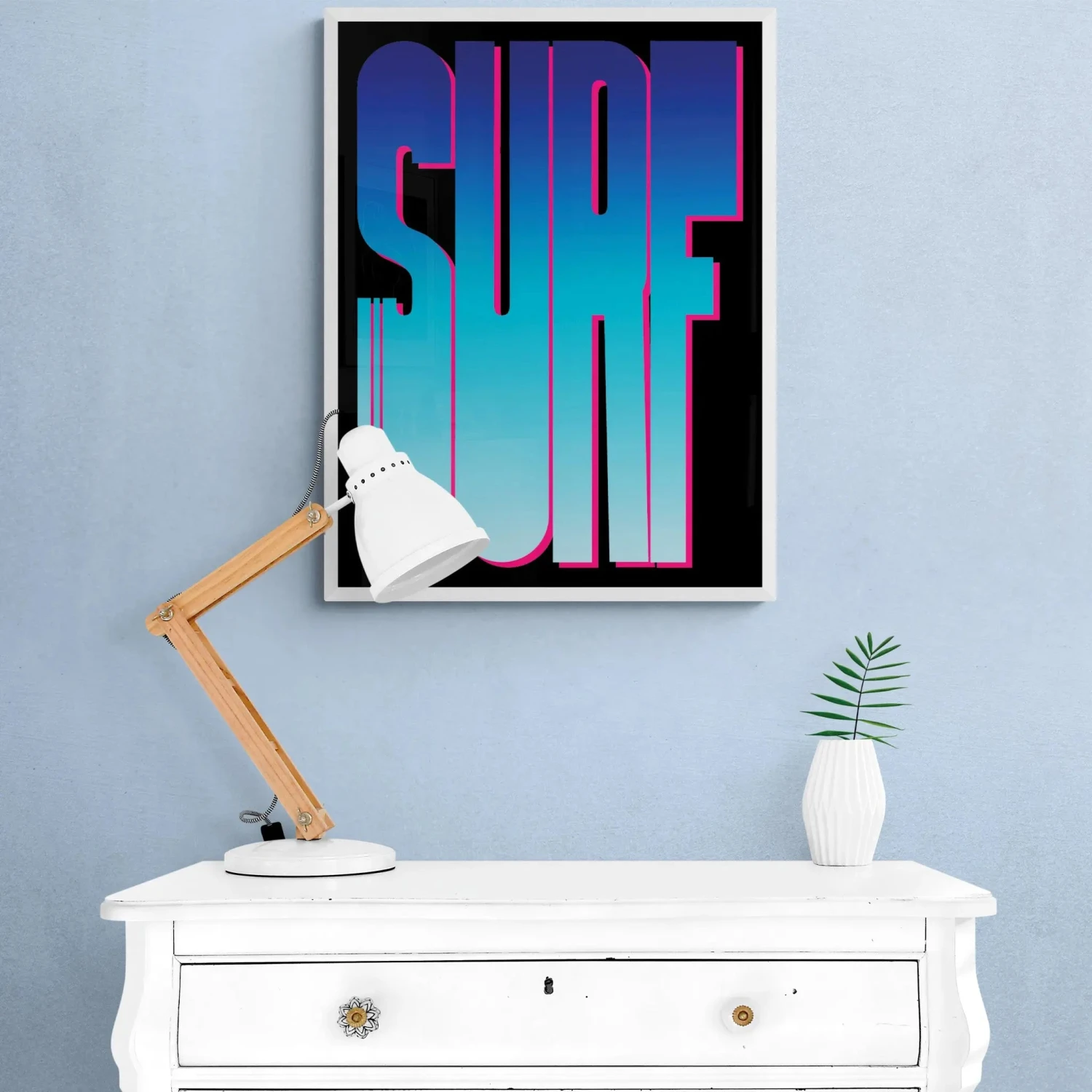 Neon Blue Surf: Word Art - Framed Neon Blue Surf: Word Art - Framed -Beach House Art Neon Blue Surf Framed Print Wall Art Beach House Art 1650736492