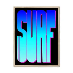 Neon Blue Surf: Word Art - Framed 7 Neon Blue Surf: Word Art - Framed -Beach House Art Neon Blue Surf Framed Print Wall Art Beach House Art 1650736506