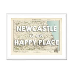 Newcastle Is Our Happy Place Quote On Map Print Of Newcastle | Map Art - Framed -Beach House Art Newcastle is our Happy Place Map Print of Newcastle Map Art Framed Print Fine art Beach House Art 1670618345