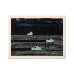 Night Fleet Print | Modern Seascape Painting - Unframed