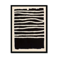 Night Set Abstract Wave Painting | Line Art Print | Black And White Print- Framed