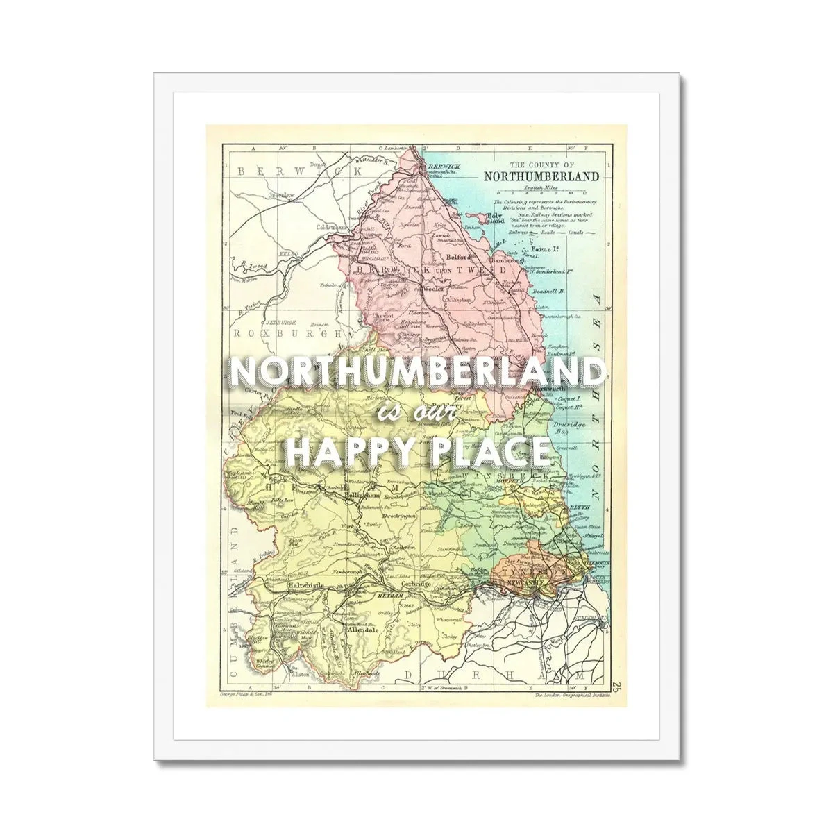 Northumberland is our Happy Place Quote on Map Print of Northumberland | Map Art - Framed Northumberland Is Our Happy Place Quote On Map Print Of Northumberland | Map Art - Framed -Beach House Art Northumberland is our Happy Place Map Print of Northumberland Map Art Framed Print Fine art Beach House Art 1670617989