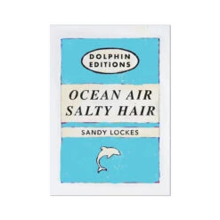 Ocean Air Quote Print On Vintage Style Book Cover In Blue - Unframed