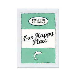 Our Happy Place Quote Print On Vintage Style Book Cover|Jade - Unframed