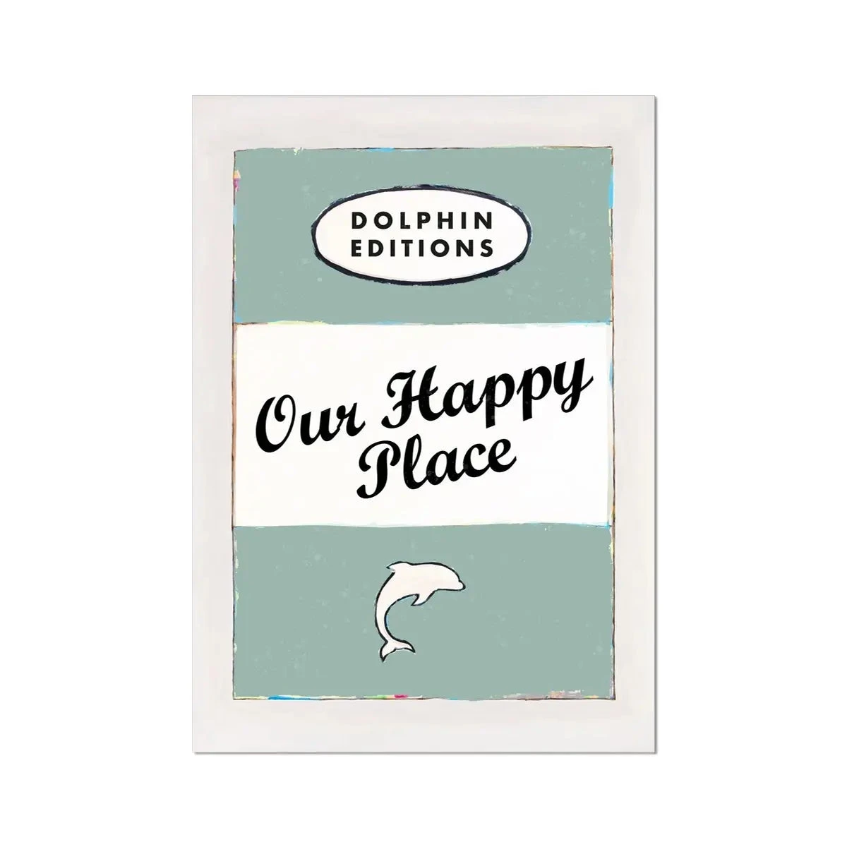Our Happy Place quote print on vintage style book cover in sage green- Unframed Our Happy Place Quote Print On Vintage Style Book Cover In Sage Green- Unframed -Beach House Art Our Happy Place Sage Vintage Book Cover Art Print Fine Art Print Fine art Beach House Art 1678646222