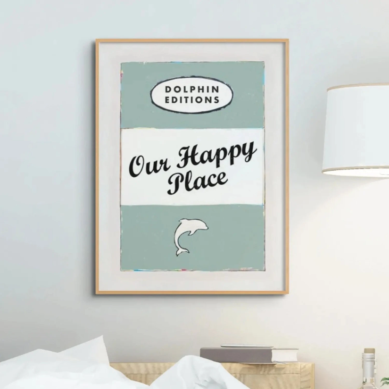 Our Happy Place Quote Print On Vintage Style Book Cover In Green - Framed -Beach House Art Our Happy Place Sage Vintage Book Cover Art Print Framed Home Garden Decor Artwork Posters Prints Visual Artwork Beach House Art 1678701571
