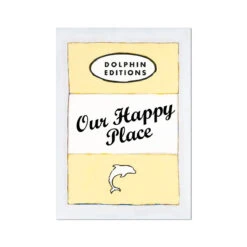 Our Happy Place Quote Print On Vintage Style Book Cover | Yellow - Unframed