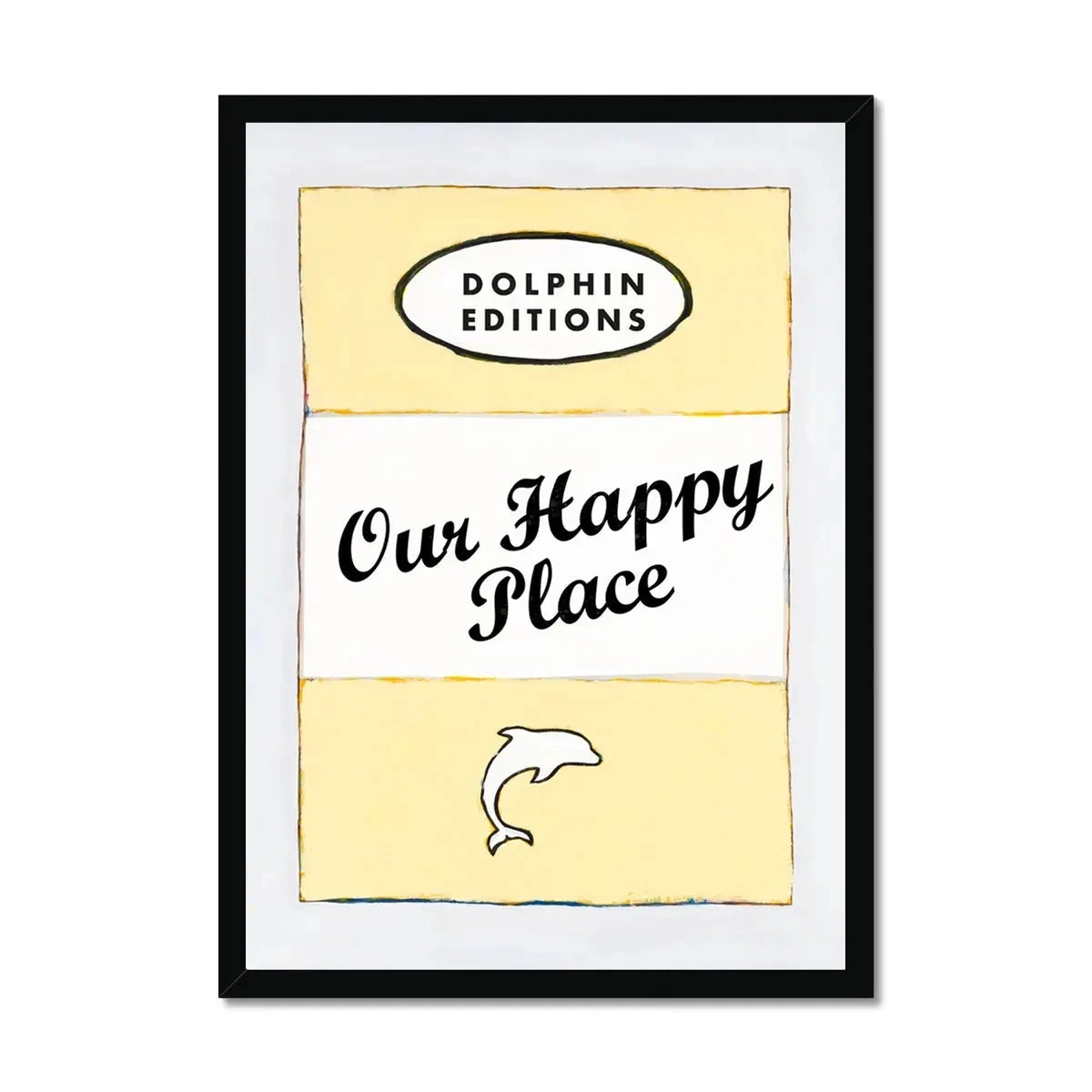 Our Happy Place quote print on vintage style book cover in Yellow - Framed Our Happy Place Quote Print On Vintage Style Book Cover In Yellow - Framed -Beach House Art Our Happy Place Yellow Vintage Book Cover Art Print Framed Print Fine art Beach House Art 1678646666