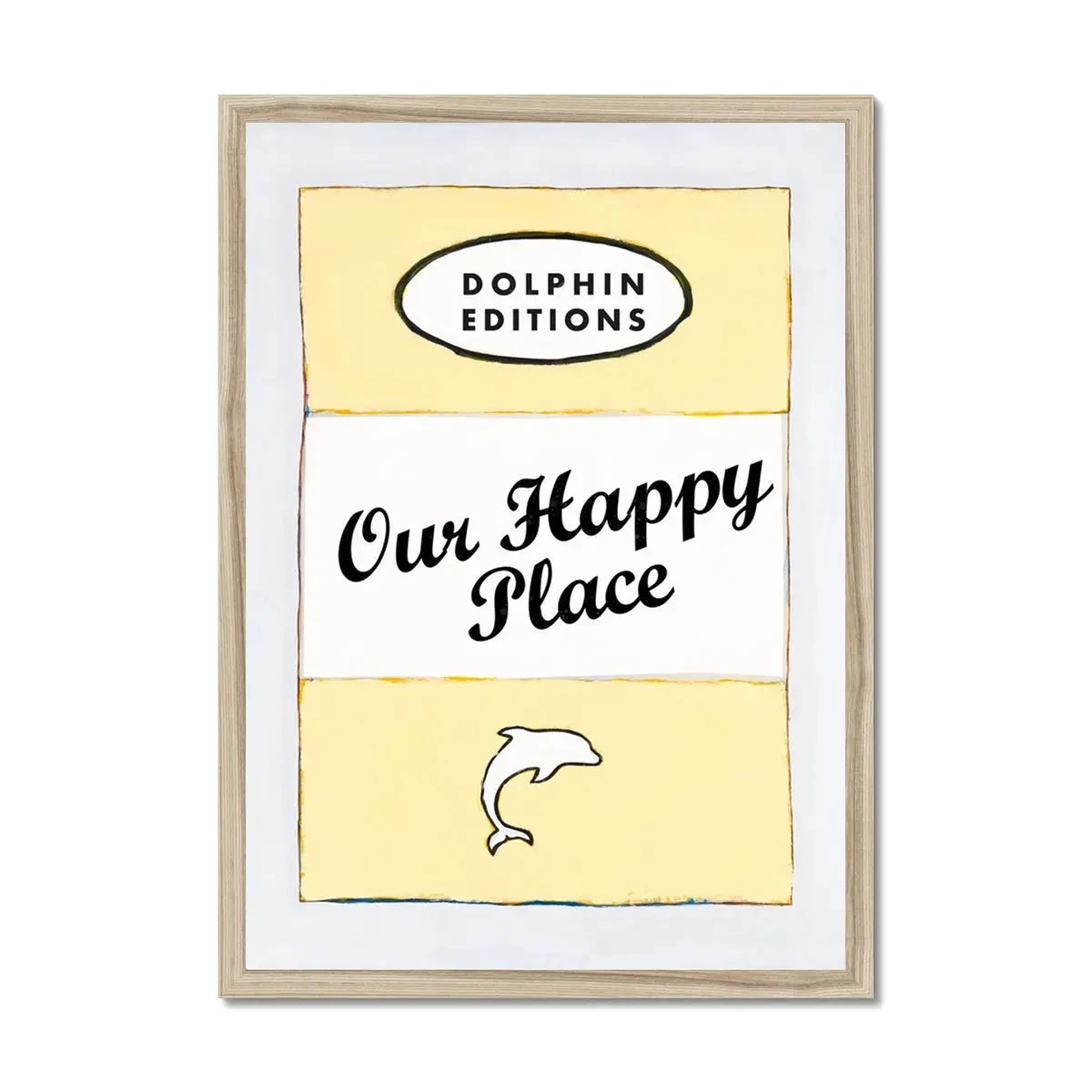 Our Happy Place quote print on vintage style book cover in Yellow - Framed Our Happy Place Quote Print On Vintage Style Book Cover In Yellow - Framed -Beach House Art Our Happy Place Yellow Vintage Book Cover Art Print Framed Print Fine art Beach House Art 1678646673