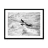 Surfer Paddling Outback Photography Print | Black & White Beach Photography - Framed